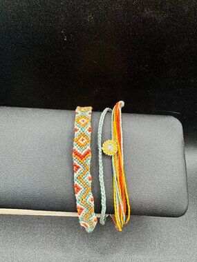 Pura Vida Sunflower Charm Southwestern Braided & Woven Boho Beach Bracelet Stack